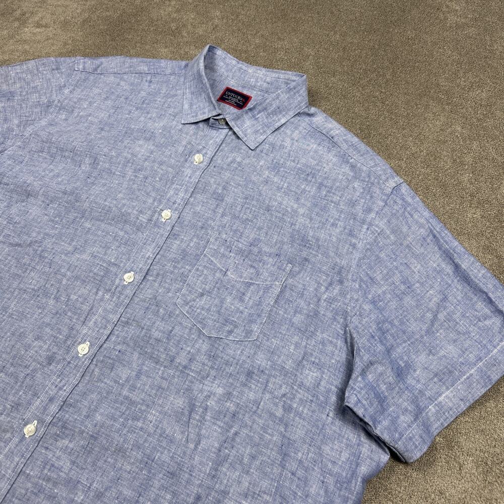 UNTUCKit Shirt Mens 2XL 100% Linen Button Up Blue Long Sleeve Summer Casual
